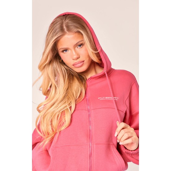 PLT SPORT Raspberry Marl Zip Up Hoodie