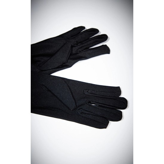 Black Plain Satin Long Gloves