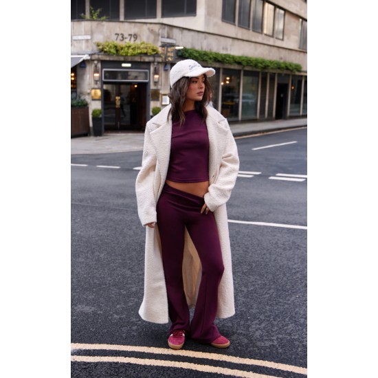 Burgundy Premium Soft Touch Skinny Flare Pants