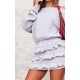 Grey Marl Sweat Bardot Frill Skirt Mini Dress