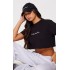 PRETTYLITTLETHING Cotton Black Oversized Crop T-Shirt