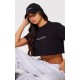 PRETTYLITTLETHING Cotton Black Oversized Crop T-Shirt