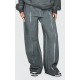 PRETTYLITTLETHING Washed Charcoal Premium Waist Wide Leg Sweatpants