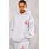 Grey Marl Cherry Print Oversized Hoodie