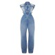 Shape Light Blue Sleeveless Rigid Denim Jumpsuit