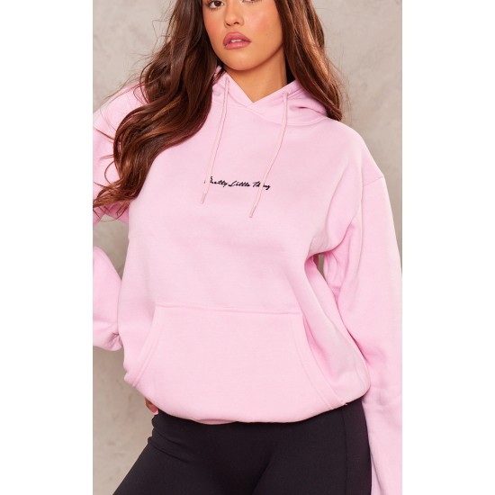 PRETTYLITTLETHING Baby Pink Sweat Oversized Basic Hoodie