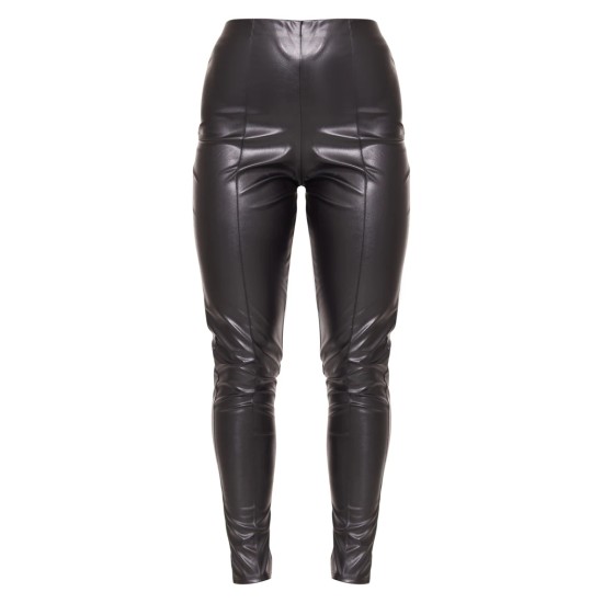 Black Faux Leather Pintuck Detail Leggings