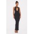 Black Fine Knit Halterneck Maxi Dress