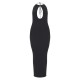 Black Fine Knit Halterneck Maxi Dress