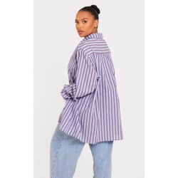 Plus Blue Striped Oversized Shirt