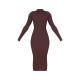 Chocolate Turtle Neck Knitted Bodycon Maxi Dress