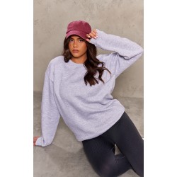 Ash Grey Oversized Cropped Crewneck Sweatshirt