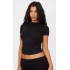 Black Cotton Side Cap Sleeve Ruched Top