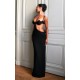 PLT Label Black Extreme Cut Out Bust Detail Tailored Maxi Dress