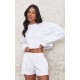 White Crop Oversized Fit Sweatshirt