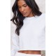 White Crop Oversized Fit Sweatshirt