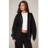 PRETTYLITTLETHING  Black Premium Embroidered Zip Front Oversized Hoodie