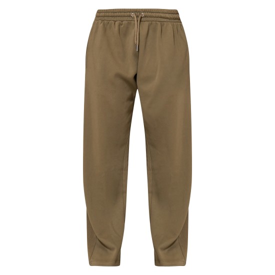 Olive Washed Rib Panel Wide Leg Sweatpants