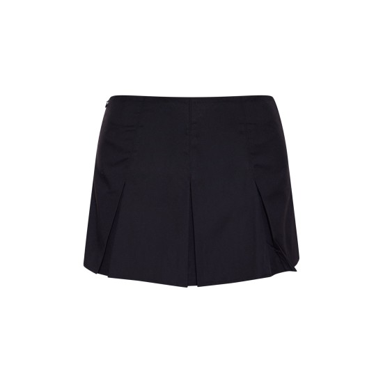 Black Tailored Woven Box Pleat Skater Skort