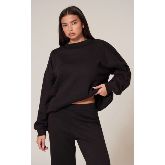 Black Longline Oversized Sweatshirt