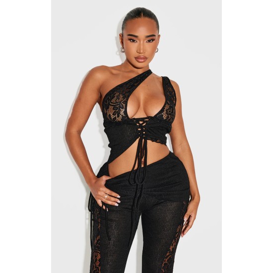 Shape Black Lace Up Bralet Top