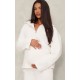 Maternity Cream Quarter Zip Long Sleeve Sweatshirt