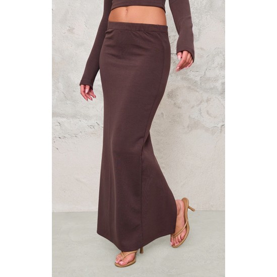 Chocolate Premium  Soft Touch Low Rise Maxi Skirt