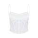 White Woven Cowl Neck Detail Strappy Dip Hem Corset