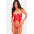 Red Lace Frill Underwired Corset Lingerie Set