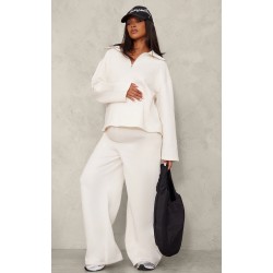 Maternity Cream Wide Leg Sweatpants