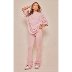 PRETTYLITTLETHING Light Pink Printed Flared Pants