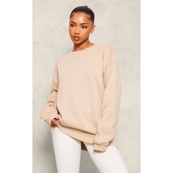 Sand Oversized Plain Fit Sweatshirt