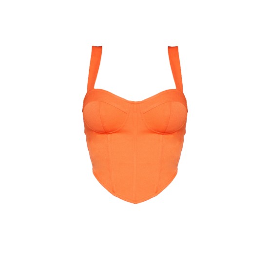 Shape Orange Woven Corset Crop Top