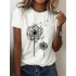 Effortless Chic Dandelion Print T-Shirt: Micro-Elastic & Semi-Sheer for Summer Comfort – Durable & Easy-Care Casual Crew Neck Top – PRYCUS MITCHELL INC