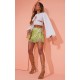 Green Abstract Floral Tassel Hem Wrap Mini Skirt