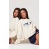 PRETTYLITTLETHING Cream Athletics Club Embossed Oversized Boxy Sweatshirt