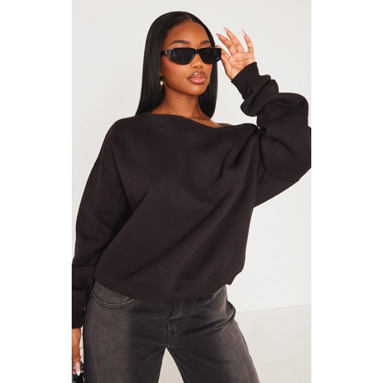 Shape Black Sweat Raw Edge Slouch Sweatshirt