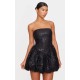 Black Sequin Bandeau Mini Puffball Dress