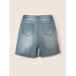 Ripped Raw Hem Denim Shorts, Distressed Washed Blue Denim Shorts, Women’s Denim Jeans & Clothing – PRYCUS MITCHELL INC