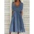 Casual Dress Cotton Linen Dress Midi Dress Cotton Blend Fashion Basic Outdoor Daily Vacation Split Neck Button Pocket Short Sleeve Summer Spring 2023 Regular Fit Blue Plain S M L XL 2XL – PRYCUS MITCHELL INC