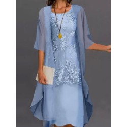 Dress Set Lace Dress Midi Dress Light Blue Green Gray Half Sleeve Floral Embroidered Layered Patchwork Summer Spring Fall Crew Neck Elegant Chinoiserie 2023 M L XL XXL XXXL 4XL 5XL – PRYCUS MITCHELL INC