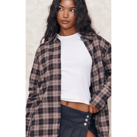 Chocolate Oversized Checked Shirt