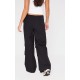 Black Thin Waistband Drawstring Detail Track Pants