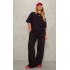 PRETTYLITTLETHING Black Badge Detail Mid Rise Wide Leg Sweatpants