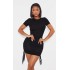 Shape Black Rib Short Sleeve Ruched Side Bodycon Dress