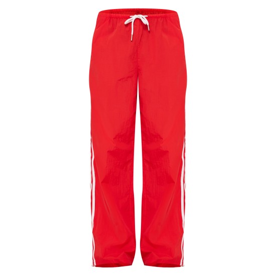 Bright Red Shell Side Stripe Detail Wide Leg Pants