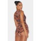 Brown Animal Printed Mesh Rara Romper