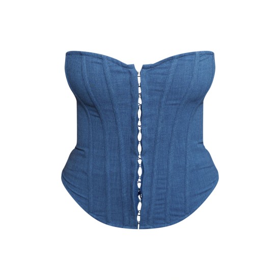 Shape Blue Lace Up Back Woven Corset