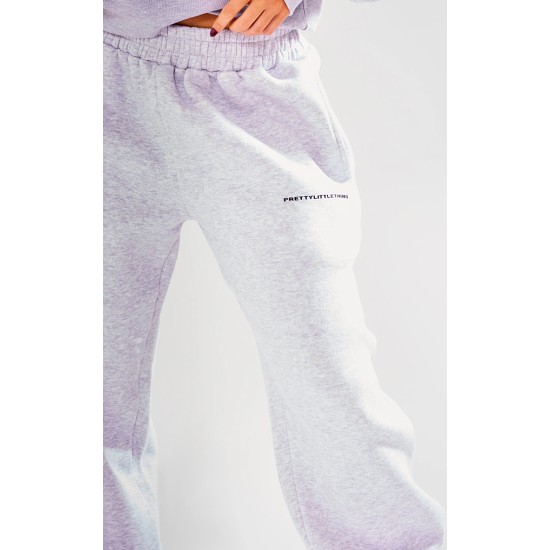 PRETTYLITTLETHING Petite Ash Grey Branded Sweatpants