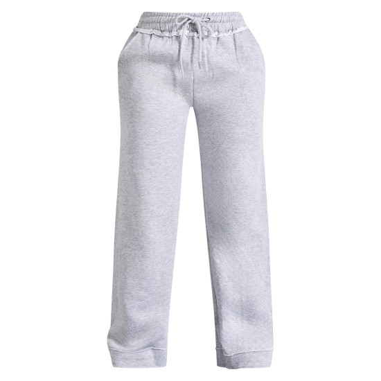 PRETTYLITTLETHING Shape Grey Marl Distressed Elasticated Waistband Wide Leg Sweatpants